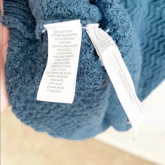 LOFT Teal Cotton Textured Sweater Dress - Picture 8 of 8